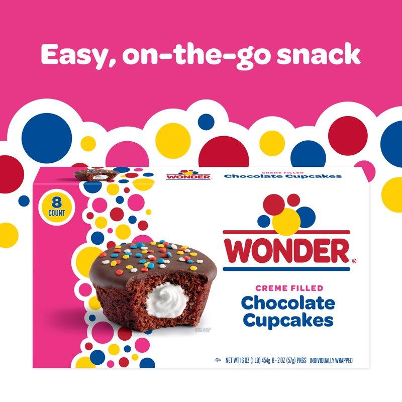 Wonder Crème Filled Chocolate Cupcakes Individually Wrapped Cupcakes 8 Count