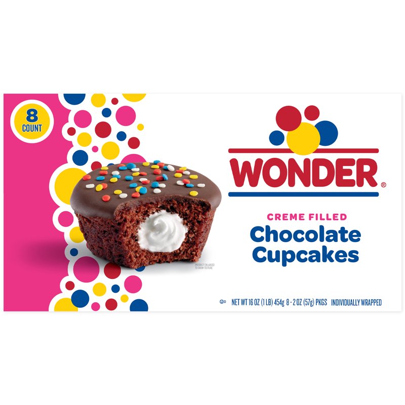 Wonder Crème Filled Chocolate Cupcakes Individually Wrapped Cupcakes 8 Count