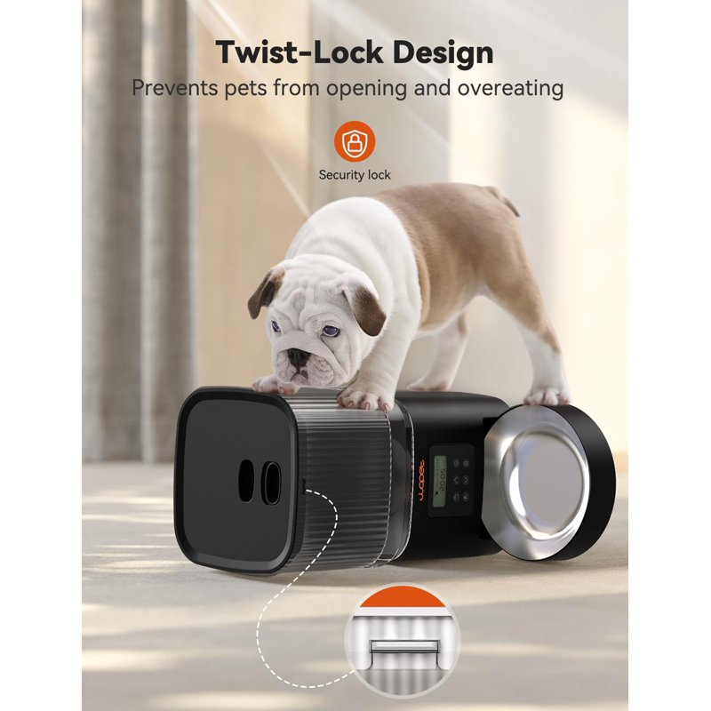 WOPET Automatic Cat Feeder Cube Lite 11 4L Automatic Dog Feeder With 180-Day Battery Life Programmable Cat Food Dispenser With Stainless Steel Bowl 1-6 Meals Per Day