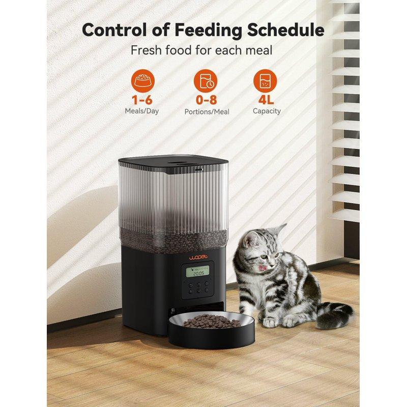 WOPET Automatic Cat Feeder Cube Lite 11 4L Automatic Dog Feeder With 180-Day Battery Life Programmable Cat Food Dispenser With Stainless Steel Bowl 1-6 Meals Per Day
