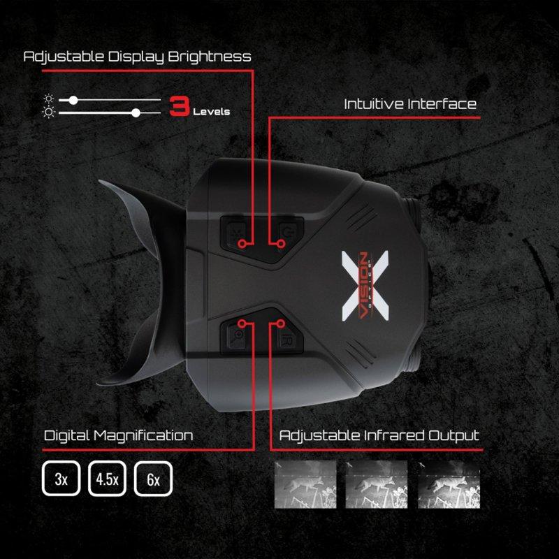 X-Vision Optics Shadow 22 Night Vision Binoculars 3x- 6x Magnification Gray