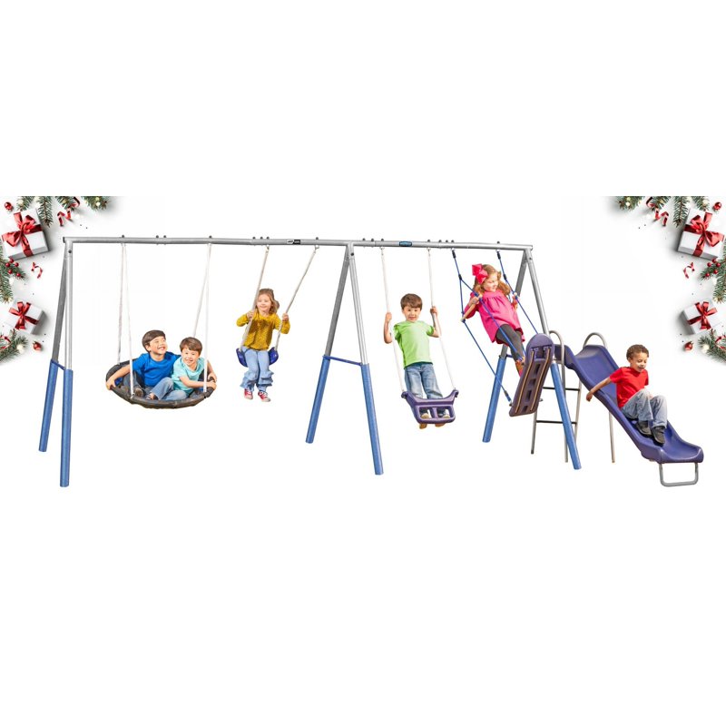 XDP Recreation Surf N Swing Set With Wave Slide Super Disc Swing Swing Seat Stand R Swing & Surf N Board Swing