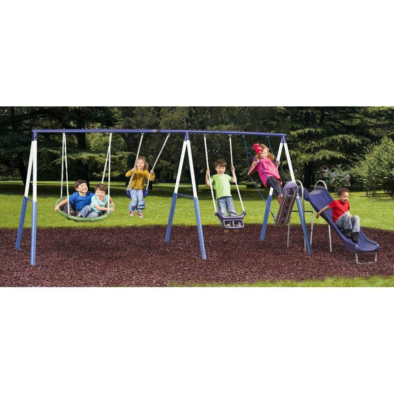 XDP Recreation Surf N Swing Set With Wave Slide Super Disc Swing Swing Seat Stand R Swing & Surf N Board Swing