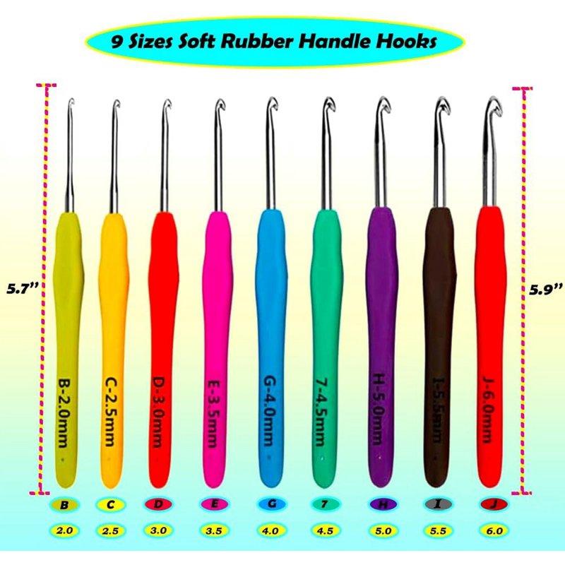 Yarniss Ergonomic Crochet Hooks Set 9 Sizes Crochet Hooks With Case 2.0mm~6.0mm