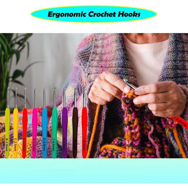 Yarniss Ergonomic Crochet Hooks Set 9 Sizes Crochet Hooks With Case 2.0mm~6.0mm