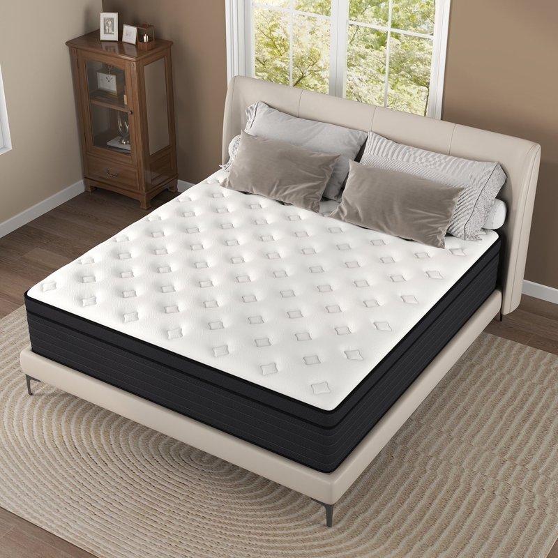 Yilicy 12 inch Queen Mattress Gel Memory Foam & Spring Hybrid Medium Comfort Mattress in a Box Adult