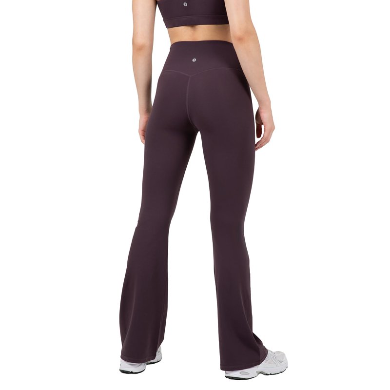 YITTY Active Women's Ultraluxe Kick Flare High Waist Legging Athleisure 4-Way-Stretch Deep Plum XS Regular 32" Inseam