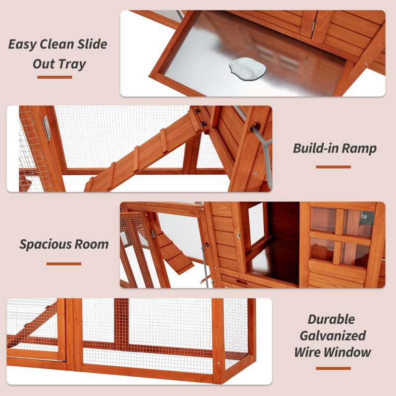 YODOLLA 123” Large Wooden Chicken Coop For 6 8 Chickens Chicken Coop Clearance With Nesting Boxes