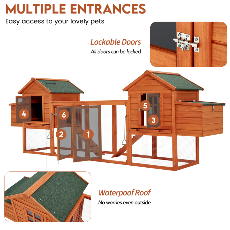YODOLLA 123” Large Wooden Chicken Coop For 6 8 Chickens Chicken Coop Clearance With Nesting Boxes