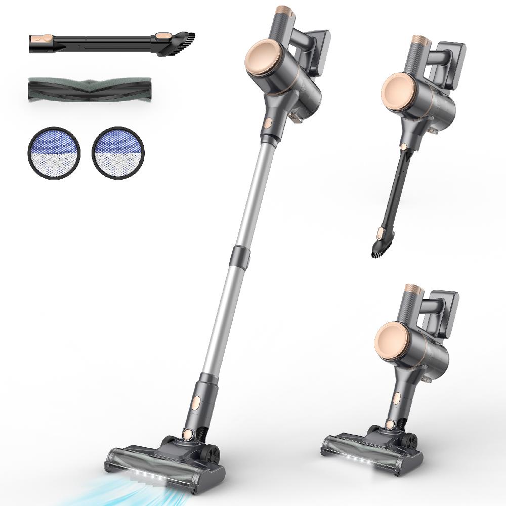 YOMA Cordless Vacuum Cleaner 25Kpa 40 Mins Runtime Lightweight Stick Vacuum Self-Standing Rechargeable Vacuum Cleaners For Pet Hair Carpet Hardwood Floor N8(Gold)