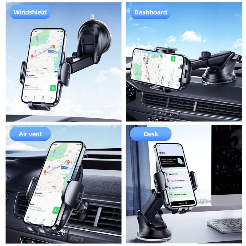 YOOVEE Universal Car Phone Holder Upgraded 360° Rotatable For Dashboard Windshield & Air Vent Mount For 4.0"-7.0" Phones (iPhone Google Pixel Samsung Galaxy Motorola Etc)