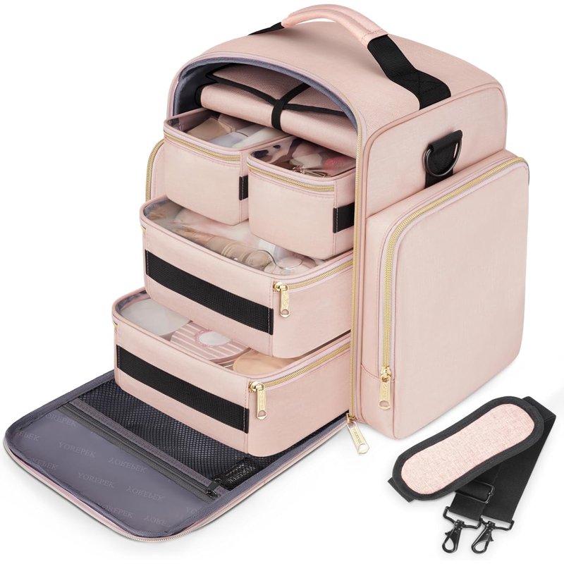YOREPEK Large Travel Makeup Bag Organizer with 4 Removable Cases & 1 Jewelry Organizer Roll Multiple Storage Pockets Cosmetic Bag Holds Toiletries/Skin Care/Hair Supplies/Brush Gift for Women