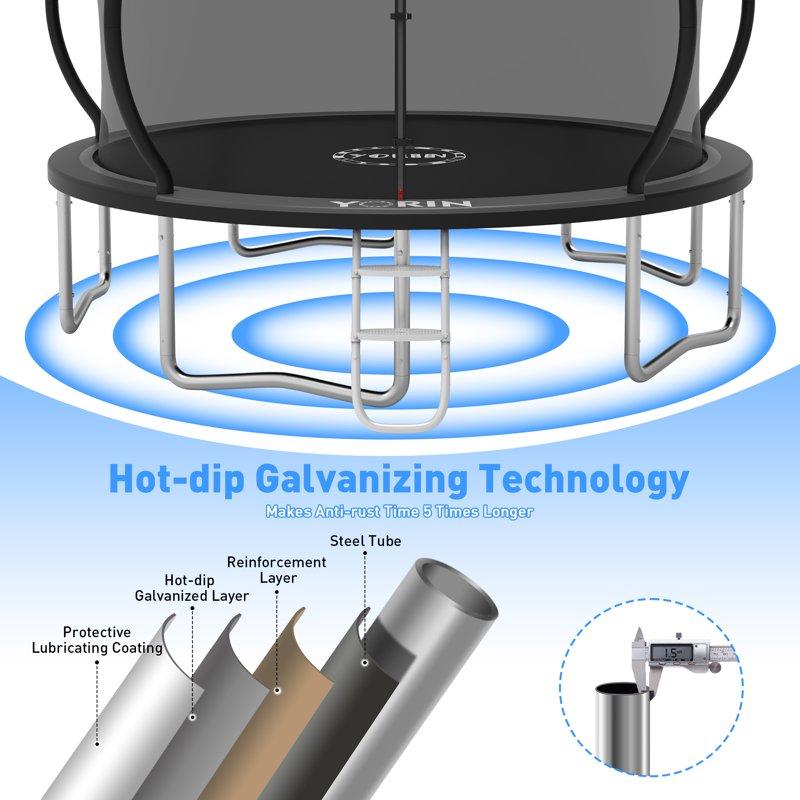 YORIN Trampoline 14FT 16FT 12FT 10FT Trampoline With Enclosure Net 1400LBS Trampoline For 6-7 Kids Adults Outdoor Trampoline With Ladder Anti-Rust Backyard Heavy Duty Recreational Round Trampolin