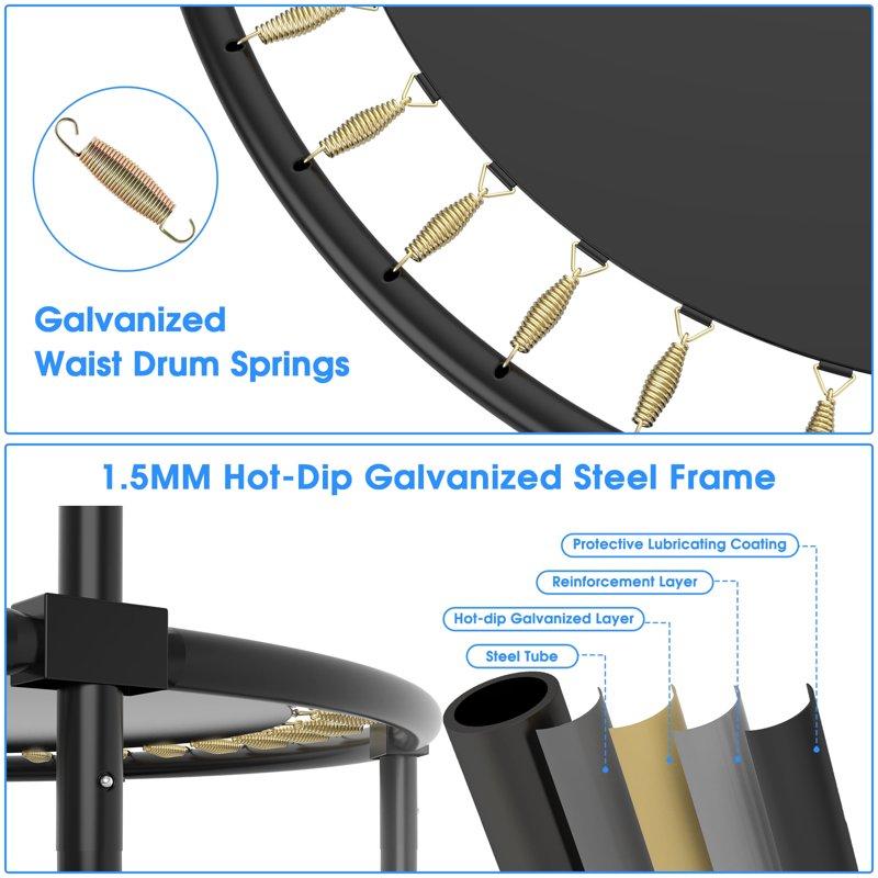 YORIN Trampoline For Kids 60" 55" 66" Toddler Mini Trampoline With Enclosure Net Basketball Hoop 5FT Indoor/Outdoor Kids Trampoline With Swing Adjustable Gymnastics Bars Gifts For Kids 600LBS