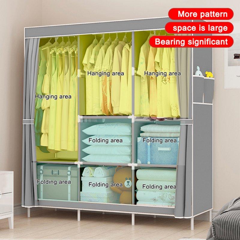 YOUPINS Clothes Organizer 3 Hanging Rod Shelf Portable Closet With Cover Clothes Rack Standing Closet Clothes Storage Wardrobe Garment Cabinet