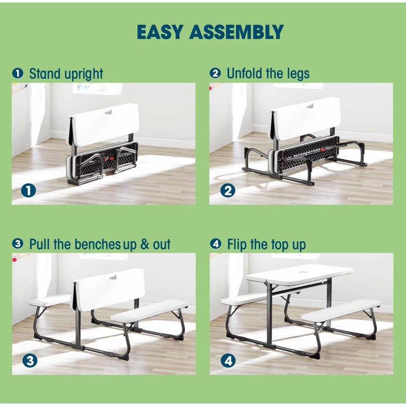 Your Zone Folding Kid's Picnic Activity Table For Ages 3-8 White