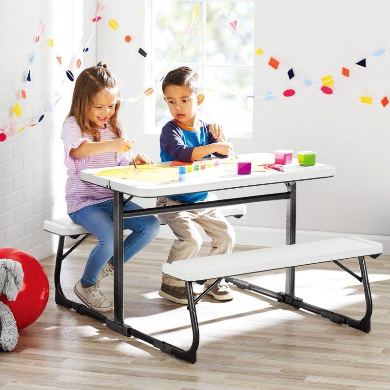 Your Zone Folding Kid's Picnic Activity Table For Ages 3-8 White
