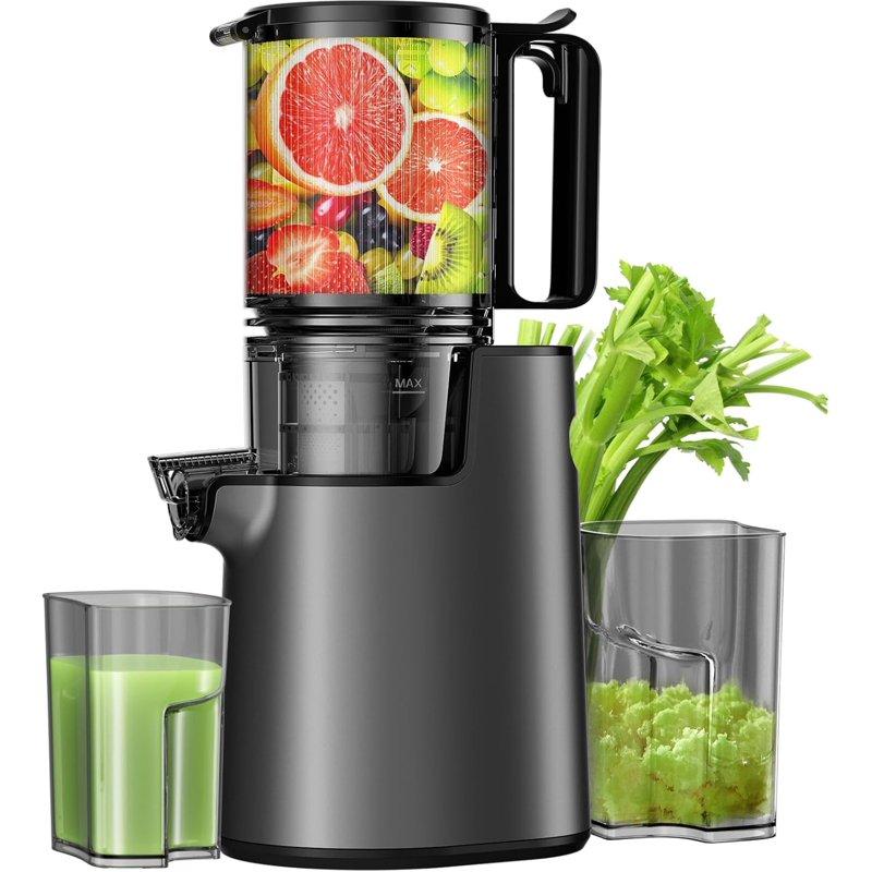 YPONE Cold Press Juicer Masticating Juicer With 5.4" Wide Feed Chute 350w Slow Juicer Machines Fit Whole Vegetables And Fruits Juice Extractor Machine With High Juice Yield Easy To Clean(Black)
