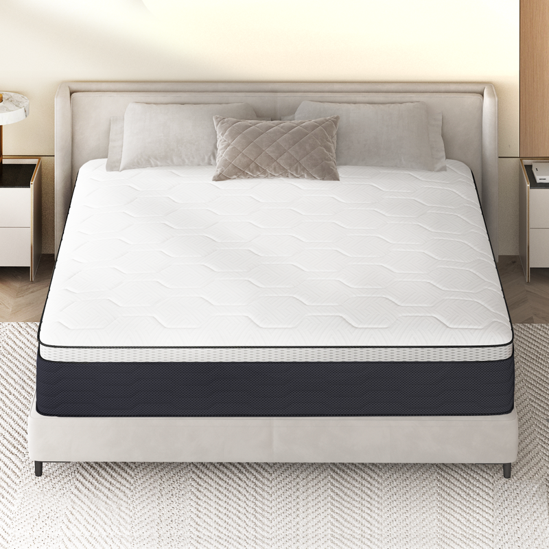 Z-hom Hybrid Full Mattress 12 Inch Full Size Spring Gel Memory Foam Mattress In A Box Medium Firm Coil Innerspring For Adjustable Bed Frame White Grey