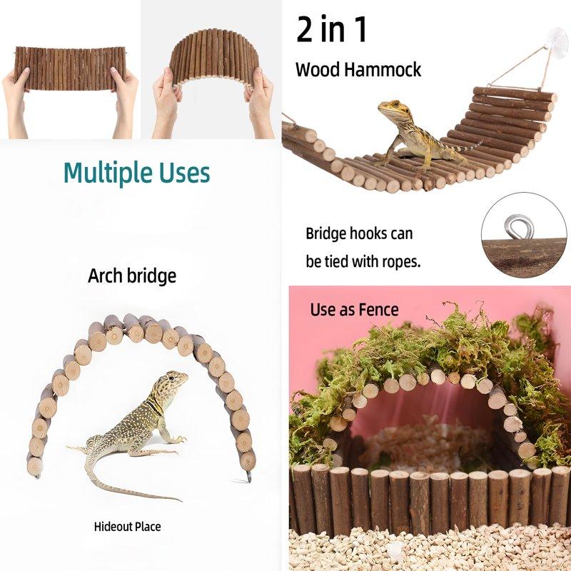ZALALOVA Bearded Dragon Tank Accessories Include Reptile Mat Hammock Plants Bridge Jungle Climber Vines Terrarium Decorations For Bearded Dragon Lizard Snake