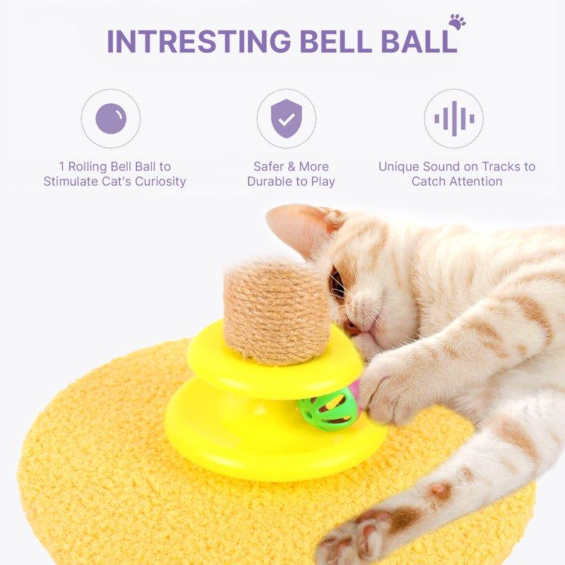 ZALALOVA Cat Post 19.3 Inch Tall Cat Scratching Post For Indoor Cats Cat Scratcher Post With Dangling Ball And Bell Ball