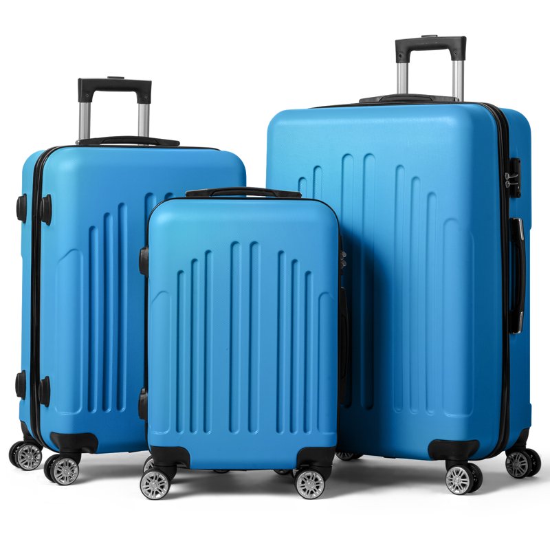 Zimtown 3 Piece Nested Spinner Suitcase Luggage Set With TSA Lock Royal Blue