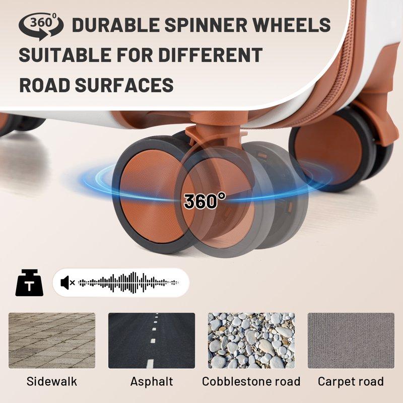 Zimtown Luggage 3 Piece Set Suitcase ABS Hardside Lightweight With TSA Lock Spinner Wheels Beige