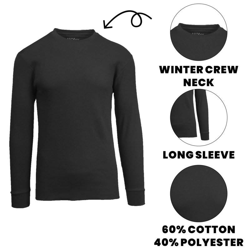 3-Pack Men's Long Sleeve Thermal Shirts (S-5XL)