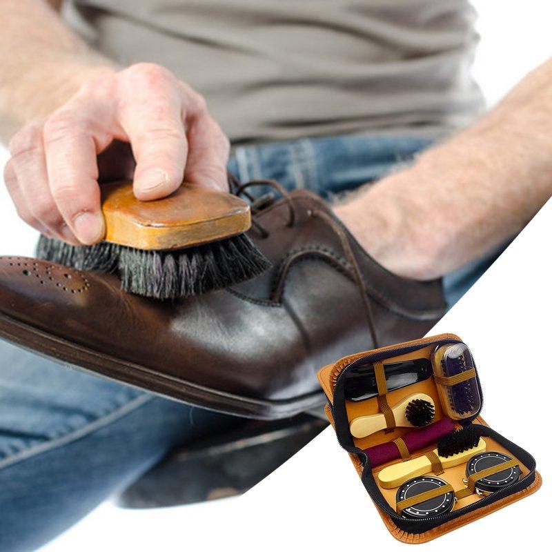 8 Piece Leather Shoe Care Set Shoe Polish Set Shoe Shine Tool Set Cleaning Tools Leather Shoe Shine Kit Brown Furniture Protector For Hardwood Floors