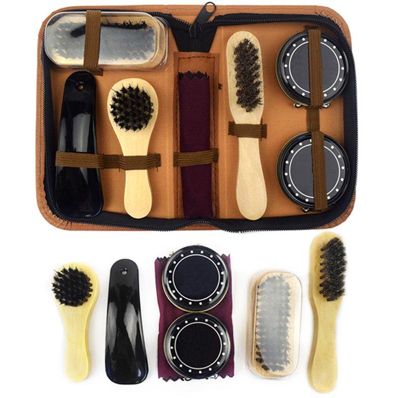 8 Piece Leather Shoe Care Set Shoe Polish Set Shoe Shine Tool Set Cleaning Tools Leather Shoe Shine Kit Brown Furniture Protector For Hardwood Floors
