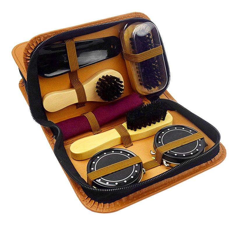 8 Piece Leather Shoe Care Set Shoe Polish Set Shoe Shine Tool Set Cleaning Tools Leather Shoe Shine Kit Brown Furniture Protector for Hardwood Floors