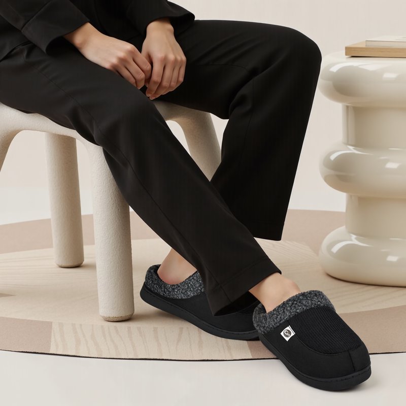 Ablanczoom Mens Slippers: House Shoes Memory Foam Non-Slip Fuzzy Faux Fur Indoor Outdoor Winter Slippers For Men