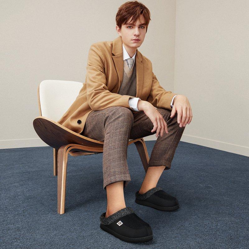 Ablanczoom Mens Slippers: House Shoes Memory Foam Non-Slip Fuzzy Faux Fur Indoor Outdoor Winter Slippers For Men