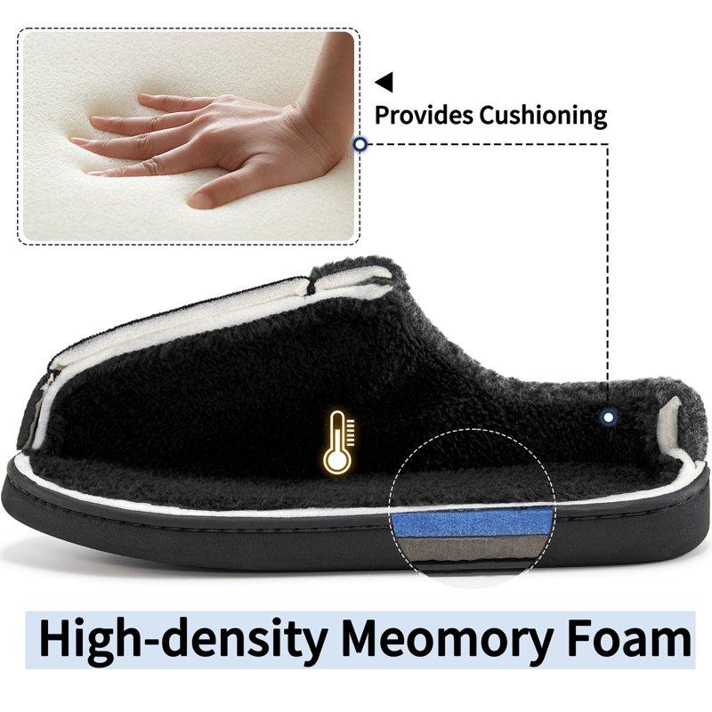 Ablanczoom Mens Slippers: House Shoes Memory Foam Non-Slip Fuzzy Faux Fur Indoor Outdoor Winter Slippers For Men