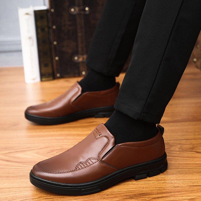 Adviicd Men Dress Shoes Mens Slip Resistant Work Dress Loafer Shoe (Brown 8.5)