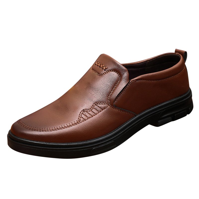 adviicd Men Dress Shoes Mens Slip Resistant Work Dress Loafer Shoe (Brown 8.5)