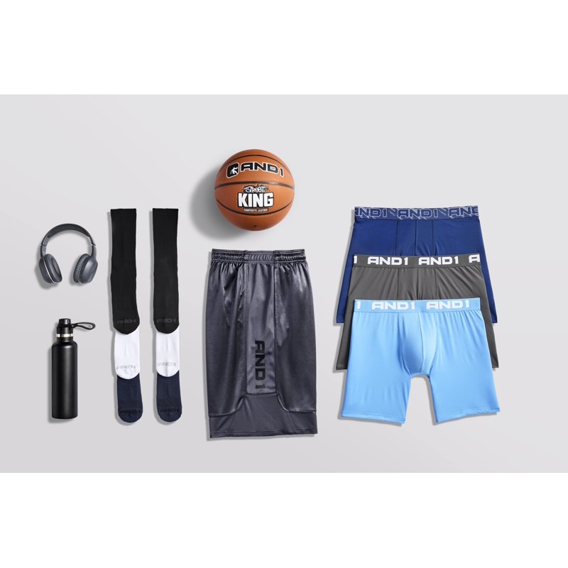 AND1 Men's Socks Performance Cushion Crew Socks Stocking Stuffers 6-Pack