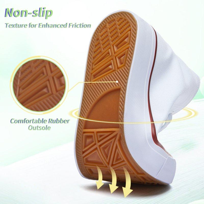 AOMAIS Womens High Top Canvas Sneakers Lace Up Mid Top Canvas Shoes Comfortable Non Slip Walking Shoes Casual Tennis Shoes For Women(White US11)