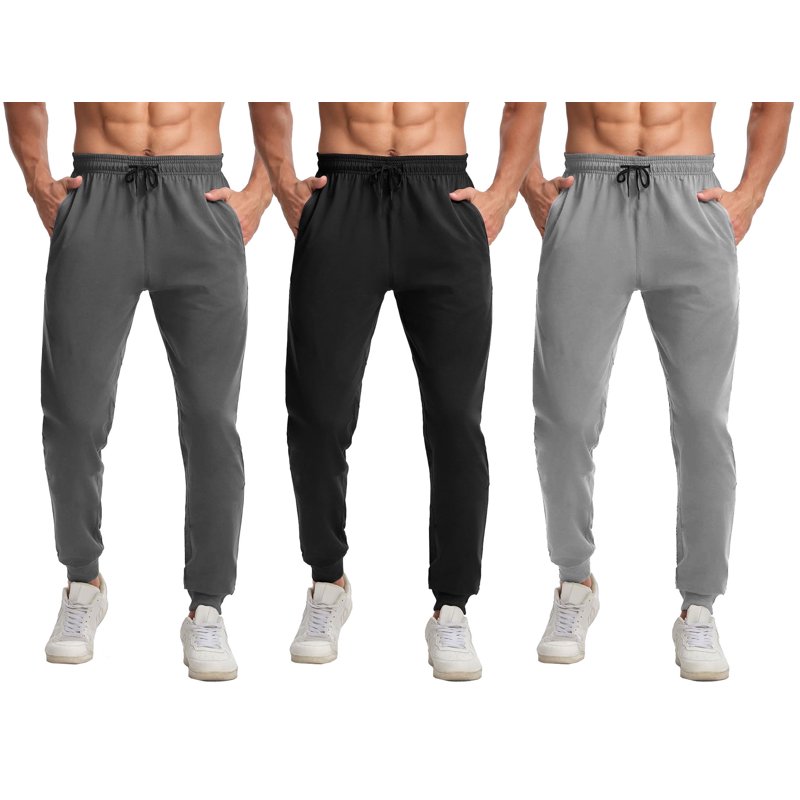 ASUDESIRE 3 Pack Men's Athletic Pants Sweatpants Workout Jogger with Pockets for Running Jogging Hiking Upgraded Premium Fabric