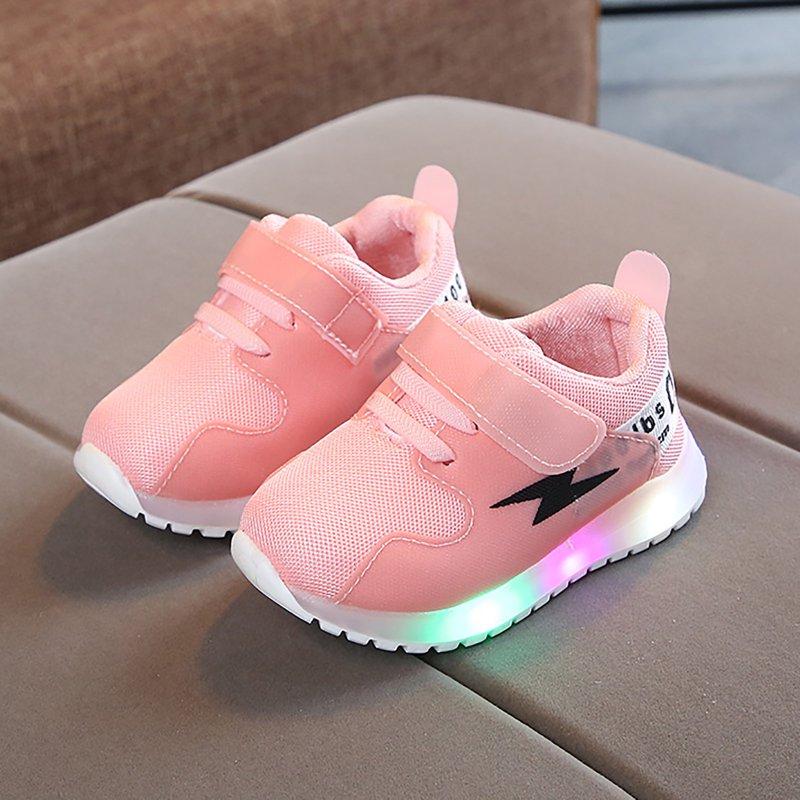 B91xZ Kids Shoes Girls Breathable Sneakers Lighting Athletic Running Shoes (Toddler/Little Kids/Big Kids) Pink 7