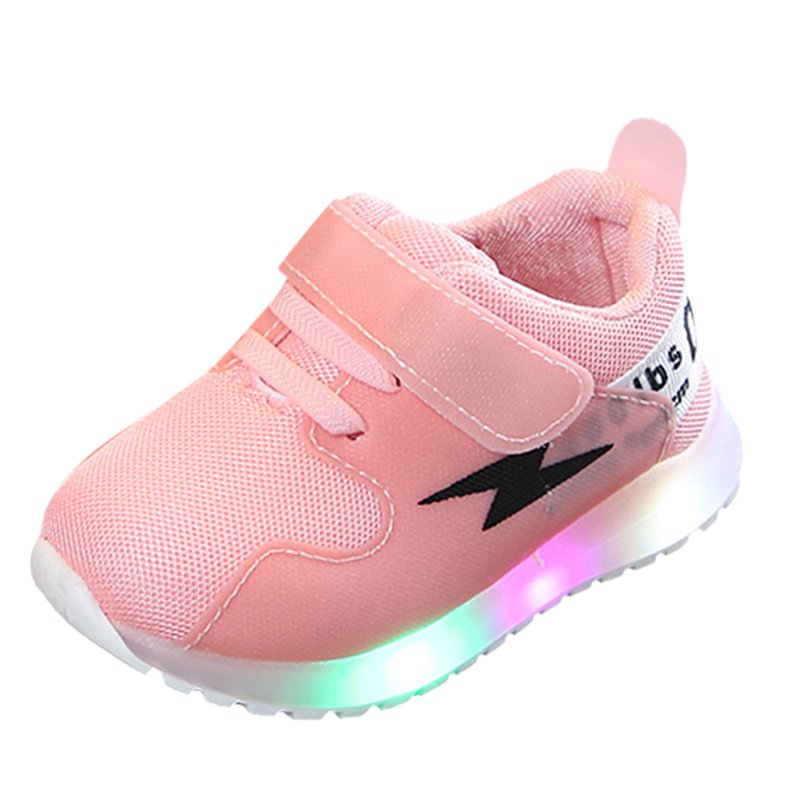 B91xZ Kids Shoes Girls Breathable Sneakers Lighting Athletic Running Shoes (Toddler/Little Kids/Big Kids) Pink 7