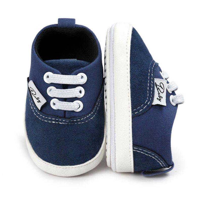 Baby Canvas Shoes Infant Girls Boys Sneakers Toddler First Walkers Slip On Newborn Crib Shoes(Navy 0-6 Months)