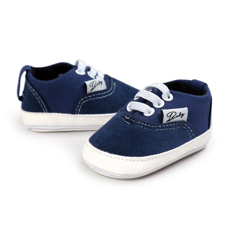 Baby Canvas Shoes Infant Girls Boys Sneakers Toddler First Walkers Slip On Newborn Crib Shoes(Navy 0-6 Months)
