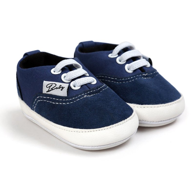 Baby Canvas Shoes Infant Girls Boys Sneakers Toddler First Walkers Slip On Newborn Crib Shoes(Navy 0-6 Months)