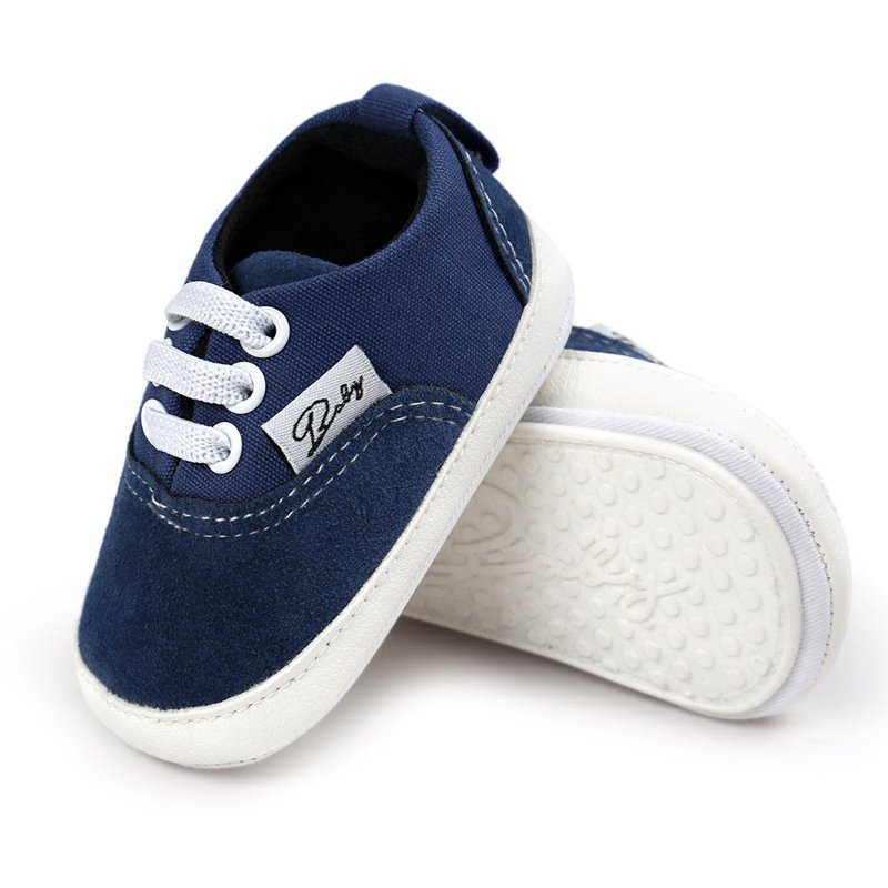 Baby Canvas Shoes Infant Girls Boys Sneakers Toddler First Walkers Slip On Newborn Crib Shoes(Navy 0-6 Months)