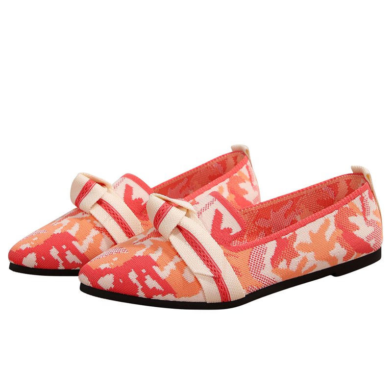 Ballet Flats For Women Soft Knit Slip On Shoes Fashion Pointy Toe Loafers For Daily Going Out Pink 7.5