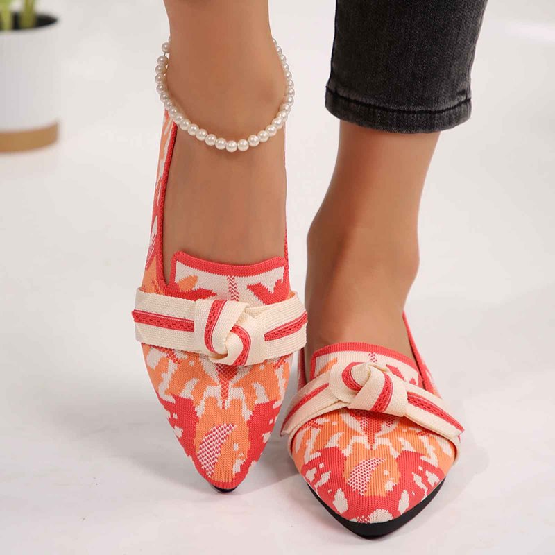 Ballet Flats for Women Soft Knit Slip on Shoes Fashion Pointy Toe Loafers for Daily Going Out Pink 7.5