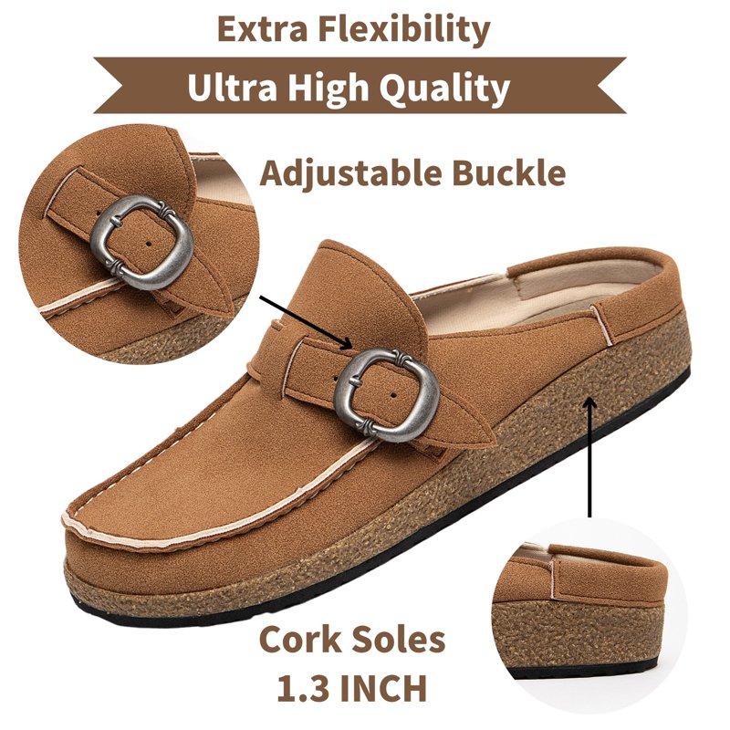 BERANMEY Casual Women's Mules & Clogs Slip-On Memory Foam Cloud Mules For Womens Mens With Non-Slip Sole Indoor/Outdoor Comfort Supportive Cork Sole Mules For Women 2025