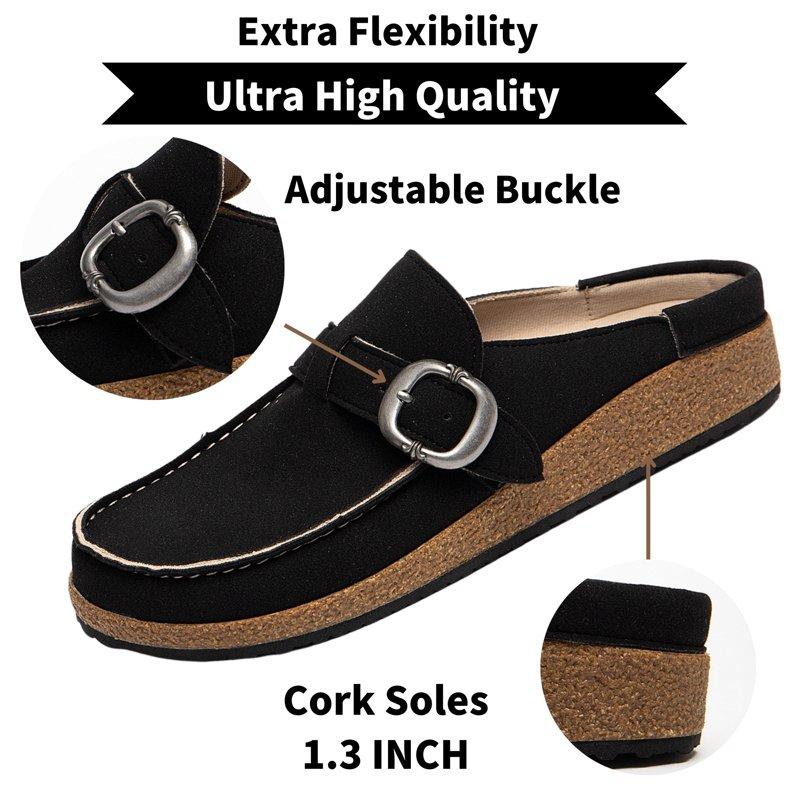 BERANMEY Casual Women's Mules & Clogs Slip-On Memory Foam Cloud Mules For Womens Mens With Non-Slip Sole Indoor/Outdoor Comfort Supportive Cork Sole Mules For Women 2025