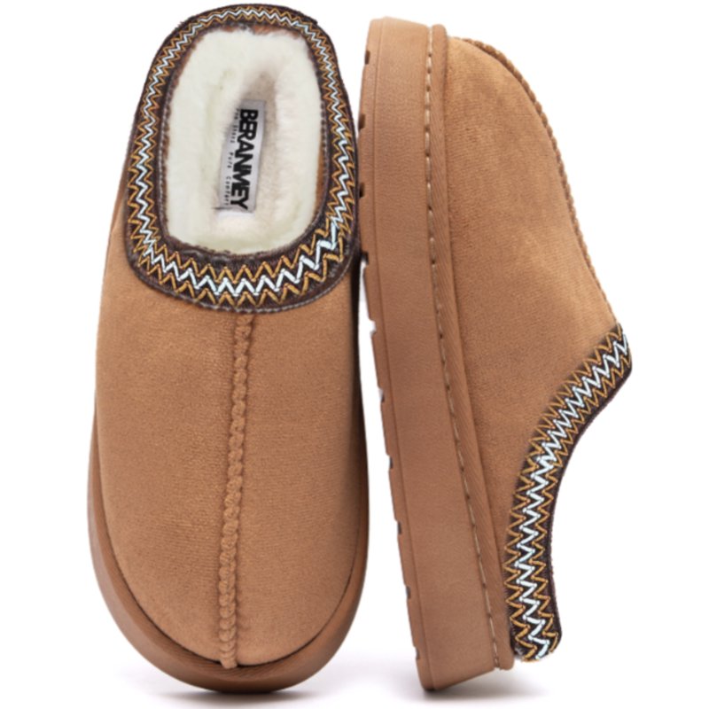 BERANMEY Cozy Platform Fuzzy Slippers For Women And Men Short Ankle Slippers With Anti-Slip Sole Lined With Warm Furry Perfect For Indoor & Outdoor Use